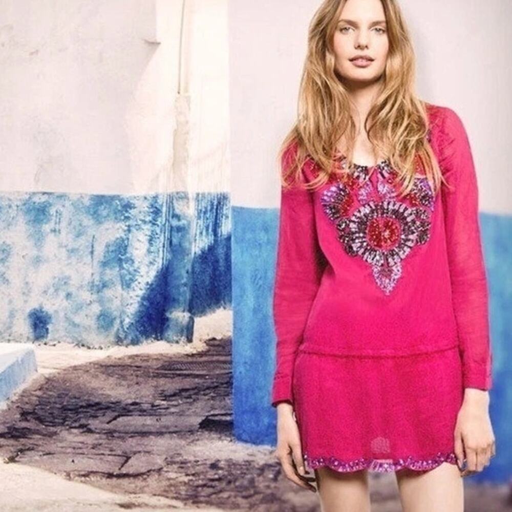 Antik Batik Beaded Embellished Tunic Mini Dress